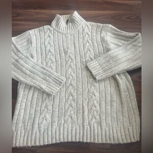 North West Coast quarter zip wool cotton blend grey white marl fishermancore XXL